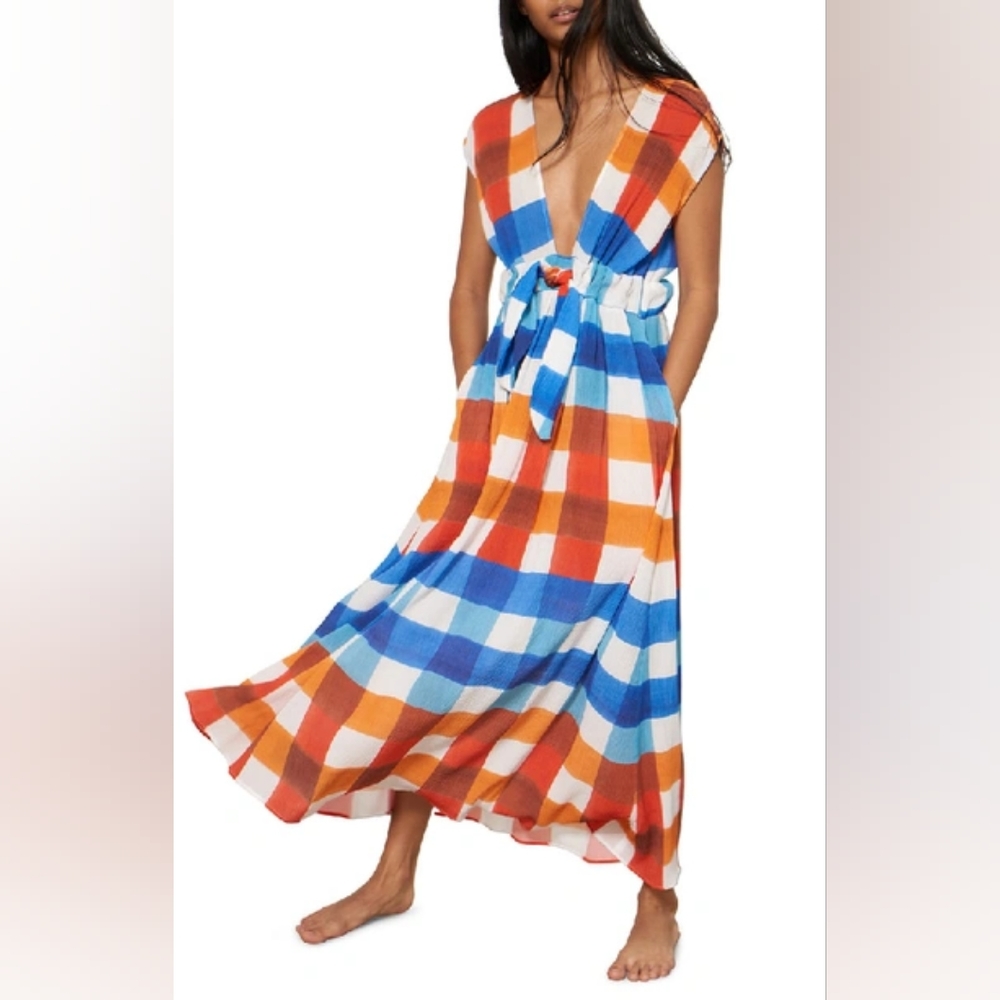 Mara Hoffman Katinka Check Cover-Up Maxi Dress